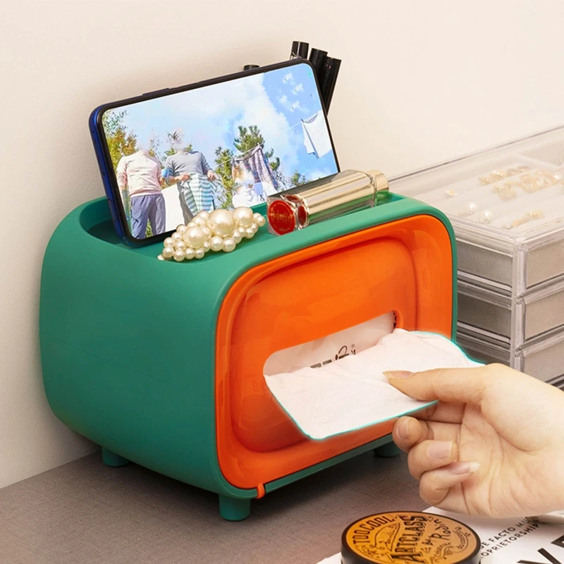 

TV Shape Tissue Holder Tissue Box Case Tissue Cover for Living Room Office Desk Automobile Home Kitchen Decoration