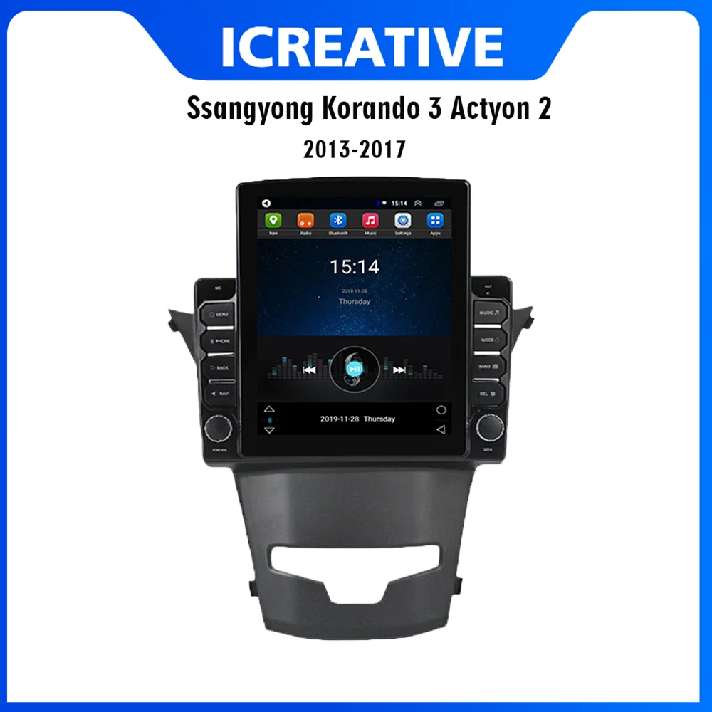 

For SsangYong Korando 3 Actyon 2 2013-2017 2 Din 9.7" Tesla Screen Car Multimedia Player 4G Carplay Navigator Android Autoradio