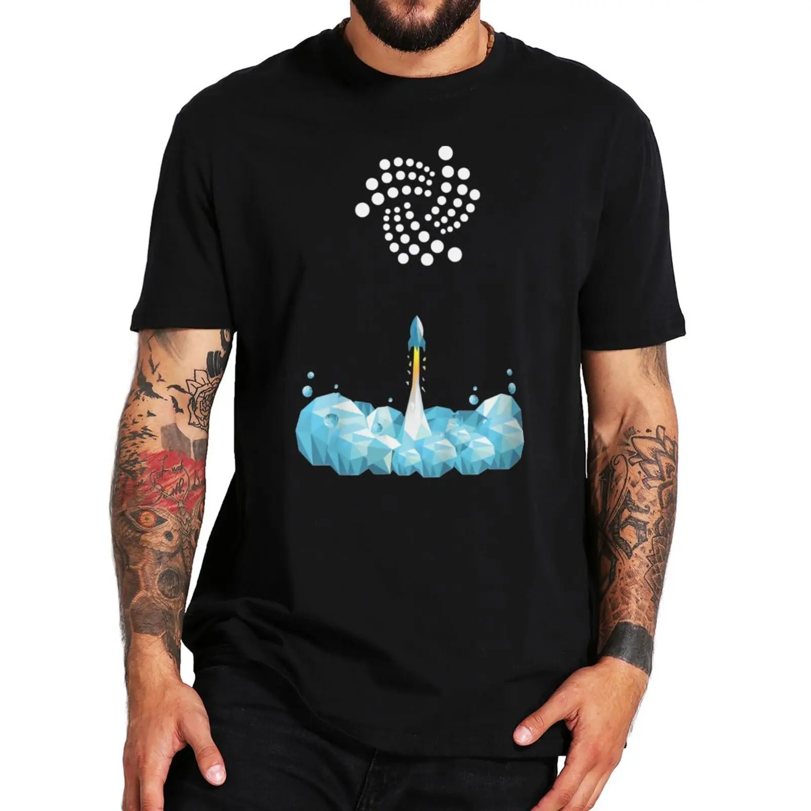 

IOTA To the Moon T Shirt MIOTA Crypto Currency Funny Men's Tee Shirt 100% Cotton EU Size Short Sleeve Homme Camiseta