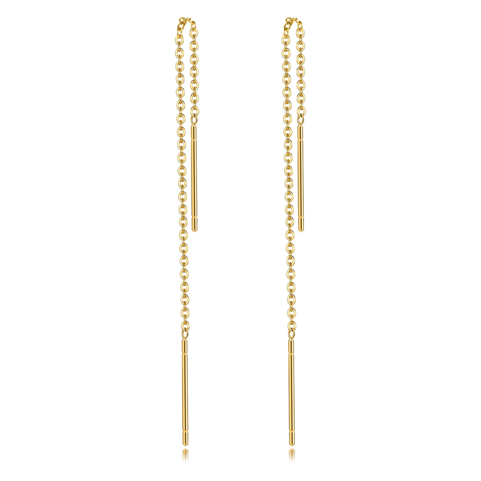 Длинные серьги для женщин, тонкие Линейные серьги, цепочка из нержавеющей стали, прямая линия уха, модные корейские драгоценности