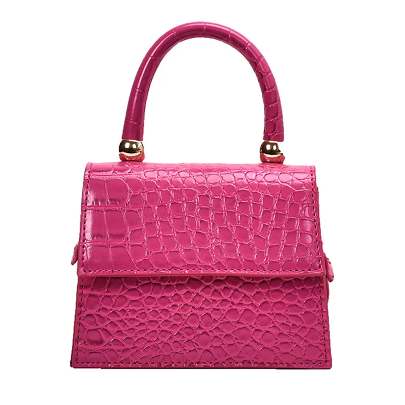 Pu Leather Women'S Handbag Crocodile Pattern Leather Sling Messenger Bags Hot Mini Small Square Shoulder Bag Fashion Pink Bags