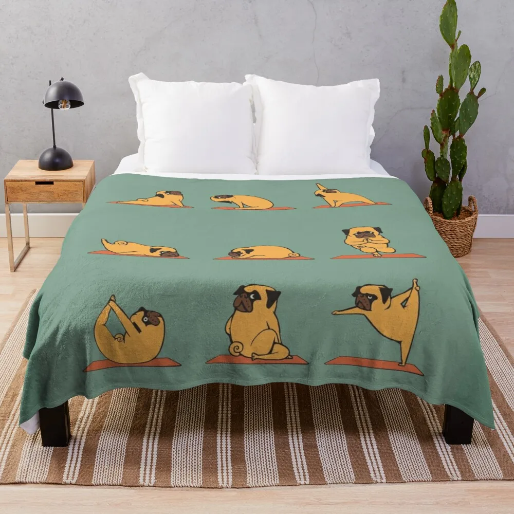 

Pug Yoga Blanket Fluffy Aphmau Cartoon Softest Fur Throw Blankets