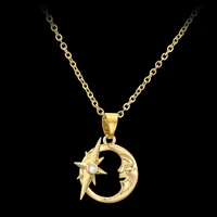 wangaiyao new temperament copper gold plated moon star necklace micro inlaid zircon color preserving collarbone necklace women
