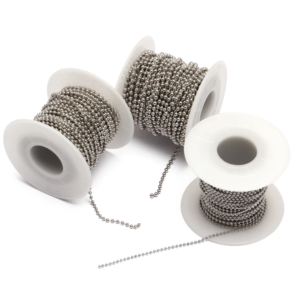

10m/Roll Dia 1.2/1.5mm 2mm 2.4mm Beaded Ball Stainless Steel Bulk Ball Bead Chains For DIY Necklaces Jewelry Making Accessories
