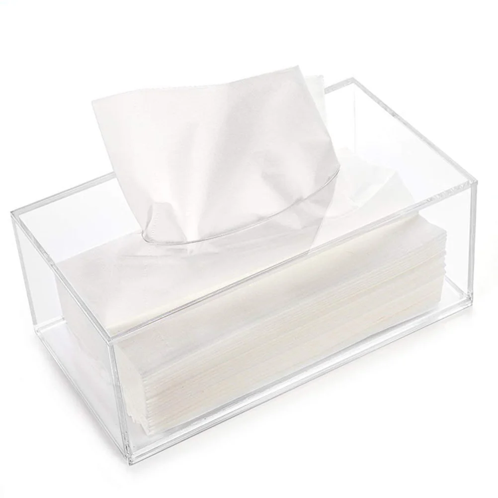 

Clear Acrylic Tissue Box Holder Simple Rectangular Paper Napkin Cointainer Oragnizer for Car Home End Table Rings