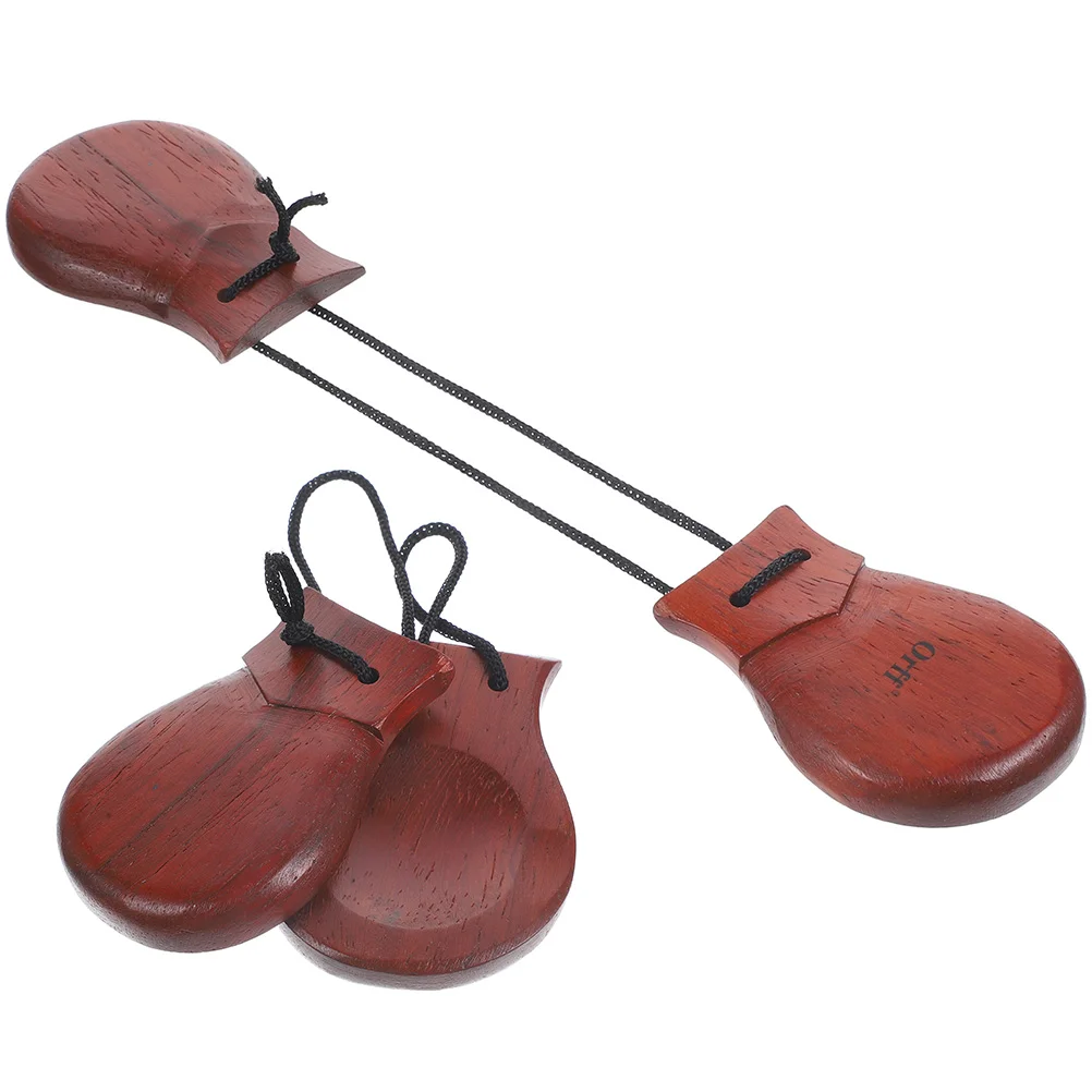 

2 Pcs Percussion Castanets Spanish Wooden Musical Instrument Instruments Adults Pear Classroom Rewards