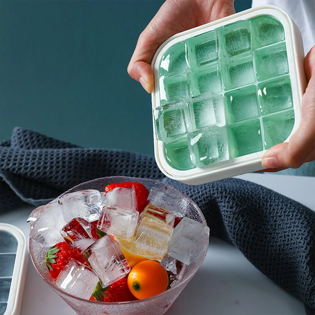 

16 Grids Ice Cube Molds Tray Freezer Icing Maker Dustproof Washable Reusable Drink Beverage Wine Mould Kitchen Bar Tool