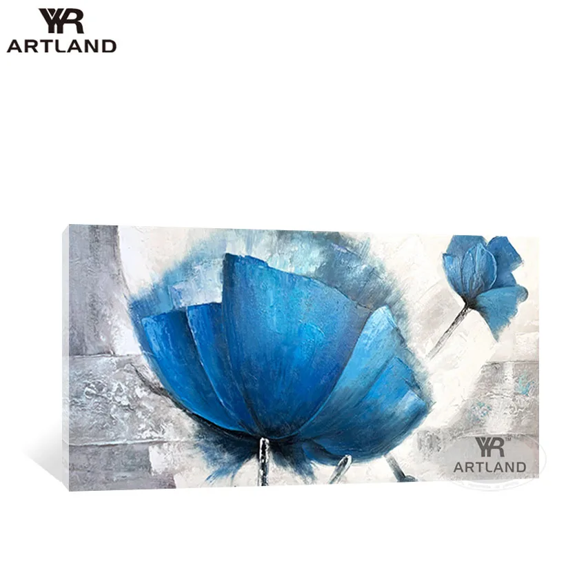 

Big Blue Flowers Picture For interior Decor Handmade Abstract Oil Painting On Canvas Wall Art Poster For Living Room Bedroom