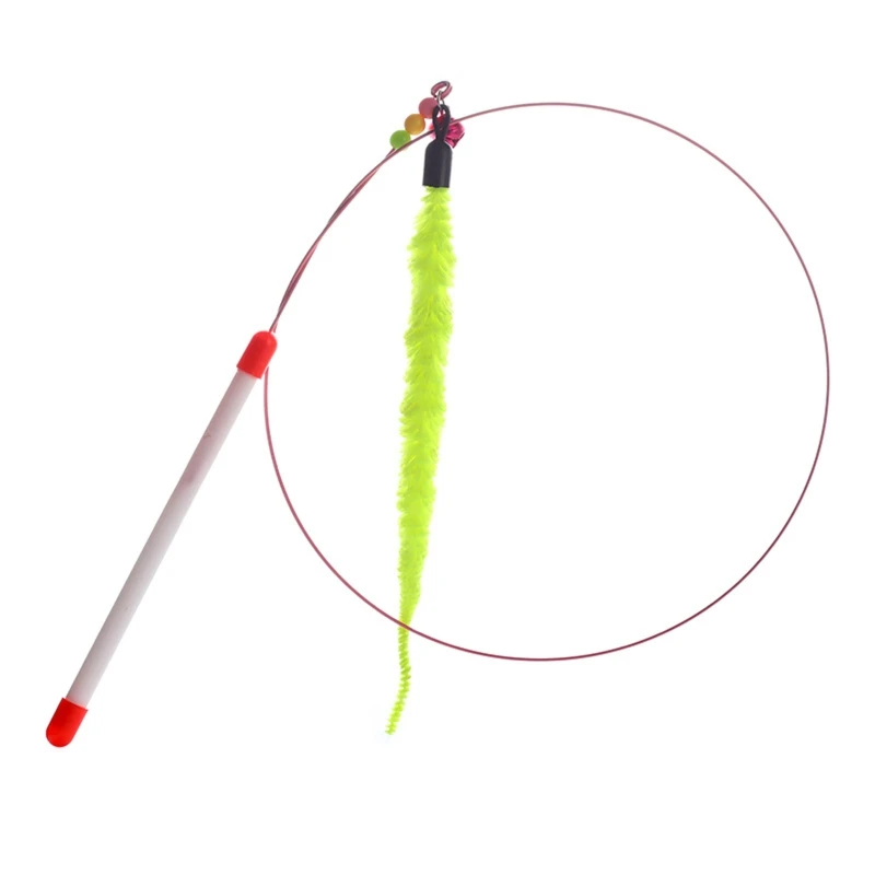 

517E интерактивная игрушка с перьями, рыба на присоске, упражнения для помещений, игрушечная палочка с колокольчиком на присоске, длинная эла...