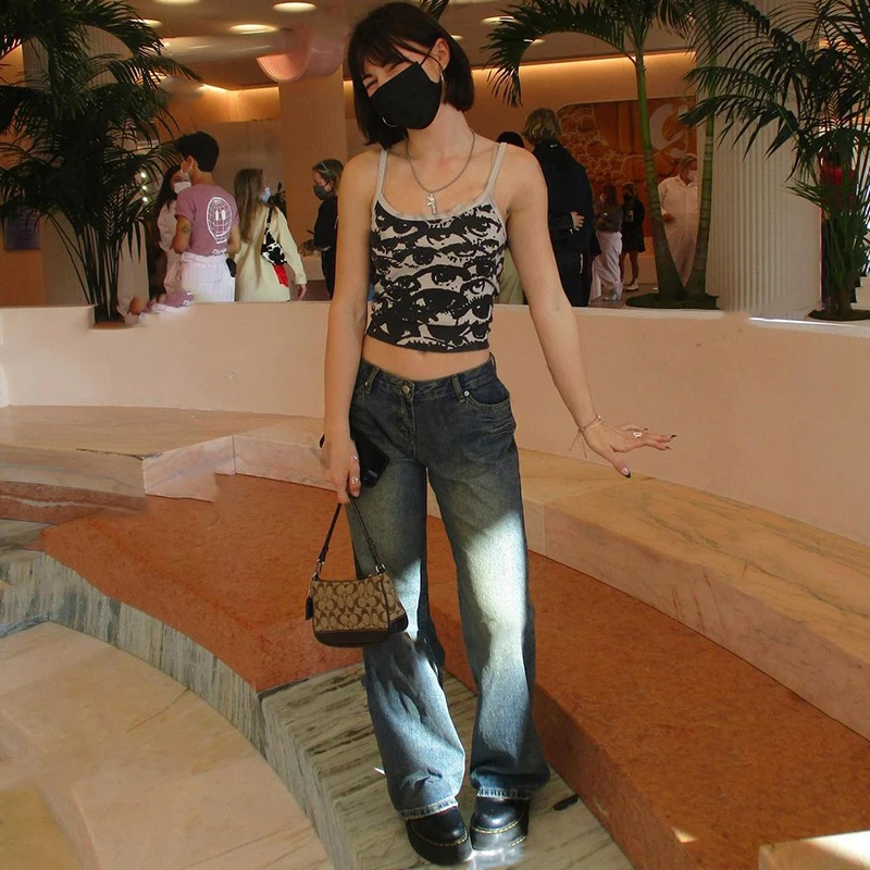 Футболка женская с коротким рукавом короткий топ принтом в готическом стиле