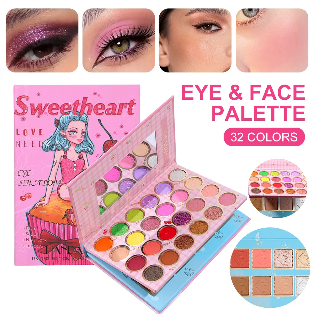 

32 Colors Makeup Eyeshadow Palette Shimmer Matte Facial Make Up Kit Eye Shadow Blush Highlight Palette Cosmetics for Women