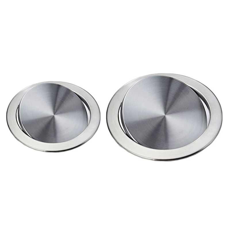 

2Pcs Stainless Steel Garbage Flap Lid Trash Bin Cover Flush Lid For Kitchen Counter Top C & Top D