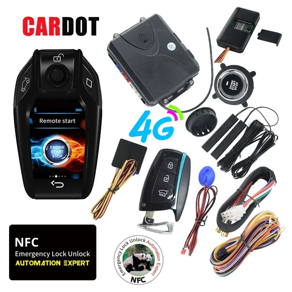 Фото Прямая поставка KOL Cardot NFC 4G Управление мобильным телефоном Автомобильная сигнализация Бесключевой доступ Пульт дистанционного управления Push Engine Start Stop Смарт-ключ автомобиля №1