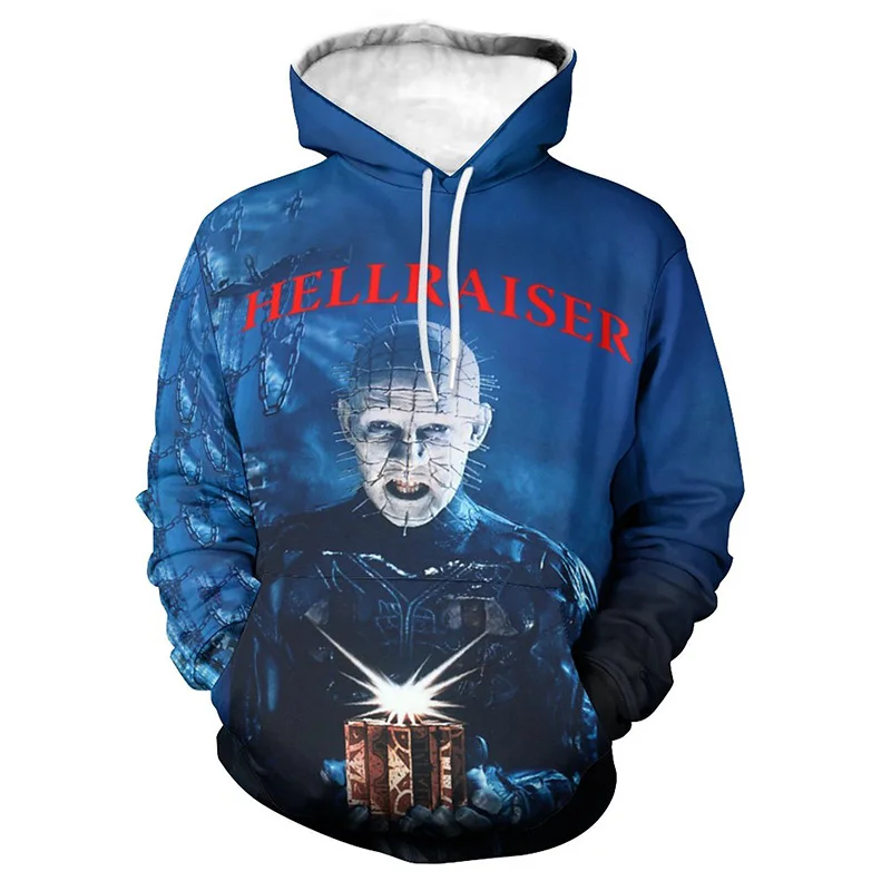 

Horror Movie Hellraiser Hoodies Men Women 3D Print Goth Hooded Sweatshirts Fashion Casual Pullovers Cool Streetwear Coat Tops