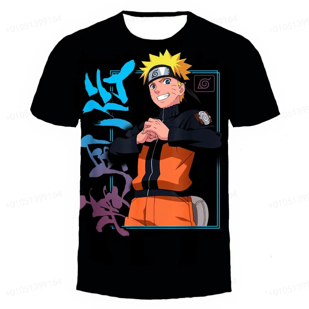 

2023 Fashion Short Sleeve Naruto 3d Naruto Kakashi Sasuke Printed T-shirt Summer Round Neck Casual Loose Kids Size T-shirt Men