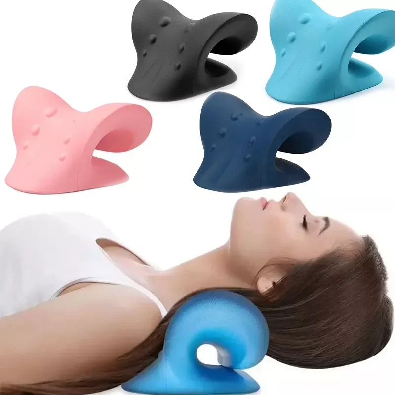 New in Shoulder Stretcher Relaxer Cervical Chiropractic Traction Device Pillow for Pain Relief Cervical Spine Alignment Gift fre