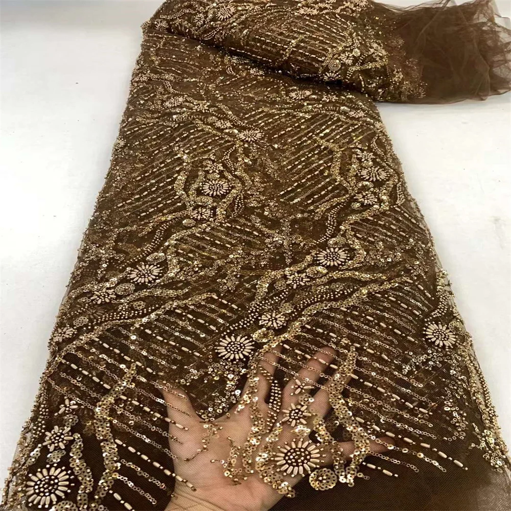 Роскошные нигерийские бусины ручной работы кружевная ткань 2024