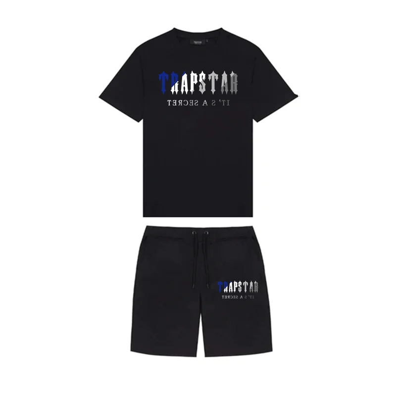 2022 New Summer TRAPSTAR Printed Cotton T-shirt Men Beach Shorts Sets Streetwear Tracksuit Men's sportswear