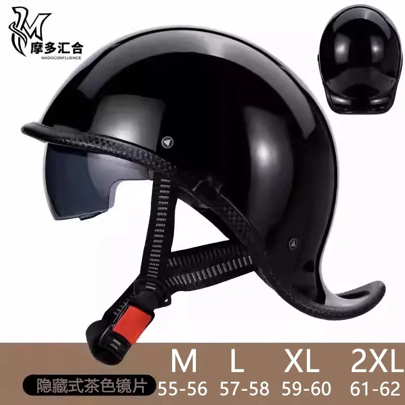 

Ретро мотоциклетные шлемы для мужчин, винтажный мотоциклетный полушлем со встроенными линзами, летняя защитная кепка для электрического велосипеда, модная Harley