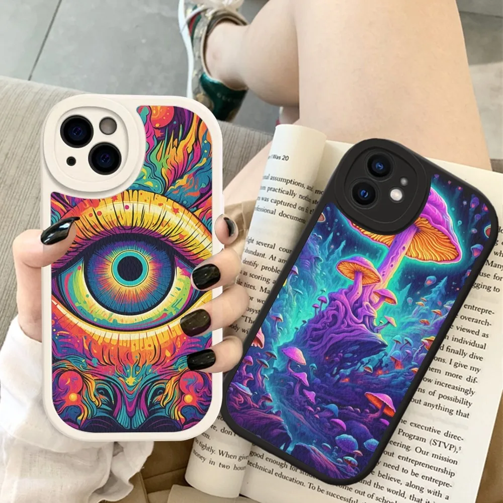 

Colourful Psychedelic Trippy Art Phone Case Hard Leather For iPhone 14 13 12 Mini 11 14 Pro Max Xs X Xr 7 8 Plus Fundas