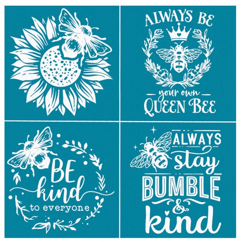 

Sunflower Bee Self-Adhesive Silk Screen Printing Stencil Mesh Transfers for DIY Painting Wood T-Shirt Pillow Fabric Bags Textile