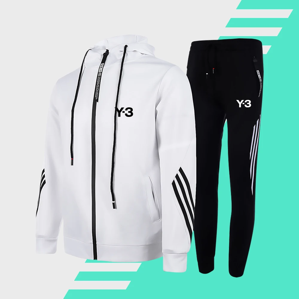 Men Women Y Letter Printed Zipper Hoodie Sport Tracksuits FleeceTriple Slant Hoodies and Pants Set Brand 2PC Sets Clothing