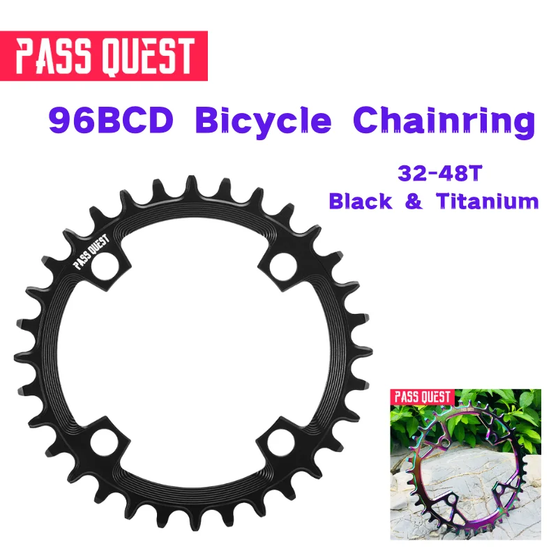 PASS QUEST 96BCD 32-48T велосипедная Звездочка Узкие Широкие зубья для Shimano ALIVIO M4000 M4050 DEORE M612 Black & Titanium