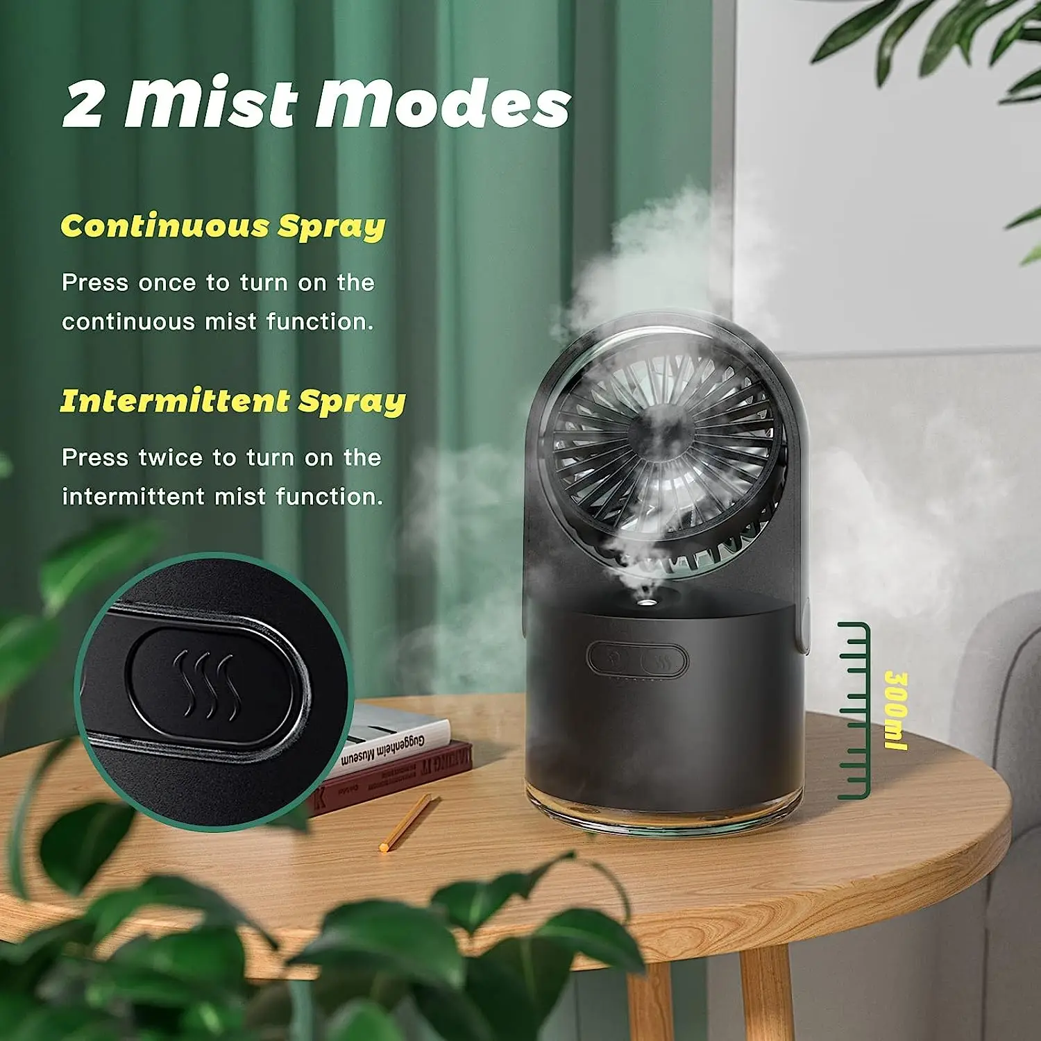 

Portable Desktop Cooler Fan Household Air Conditioner Humidifier Night Light USB Rechargeable 2000mAh Large Spray Mini Fans