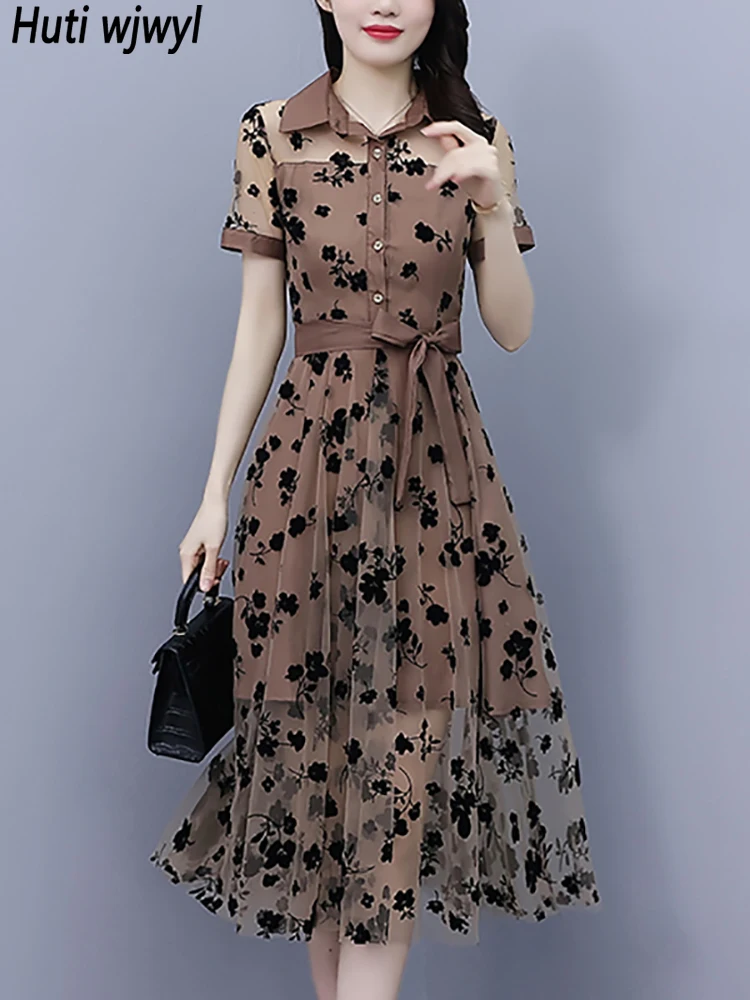 

Шифоновое шифоновое прозрачное сексуальное Клубное платье миди, модель 2023 года, летнее повседневное роскошное женское платье с коротким ру...