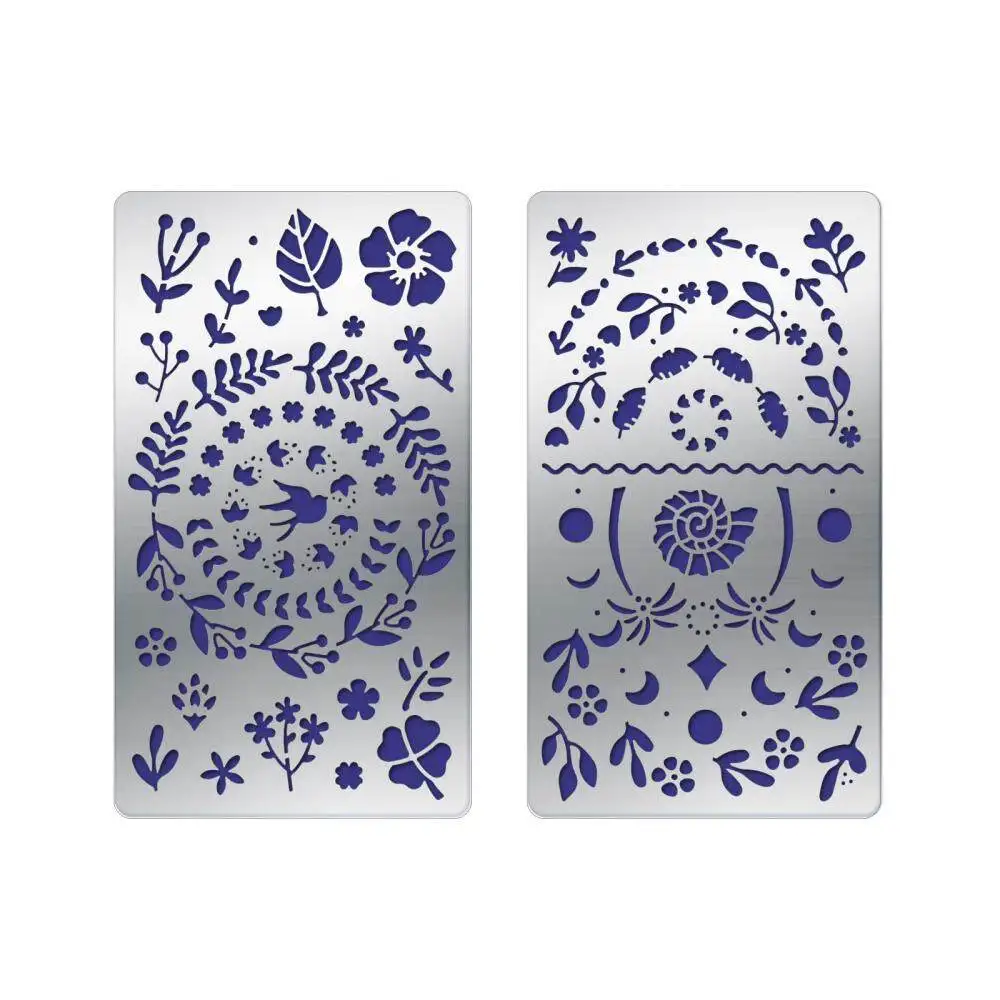 

2Pc 2Style Custom 304 Stainless Steel Cutting Dies Stencils for DIY Scrapbooking/Photo Album Decorative Embossing Matte Platinum
