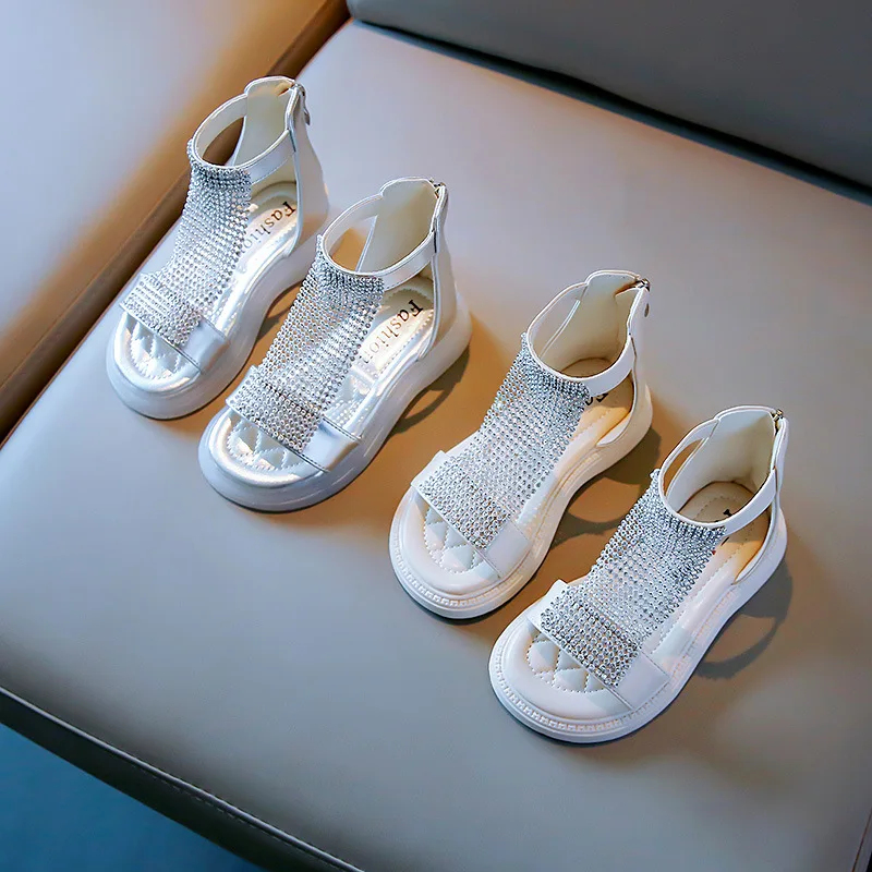 

Летние сандалии принцессы 2022, детская пляжная обувь для девочек, обувь для девочек, римские сандалии на молнии, модная обувь