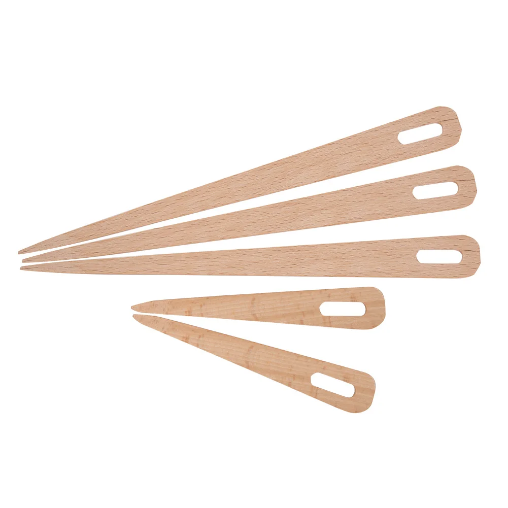 

5PCS DIY Wooden Big Eye Knitting Needles Tapestry Weaving Crafts Tools mini