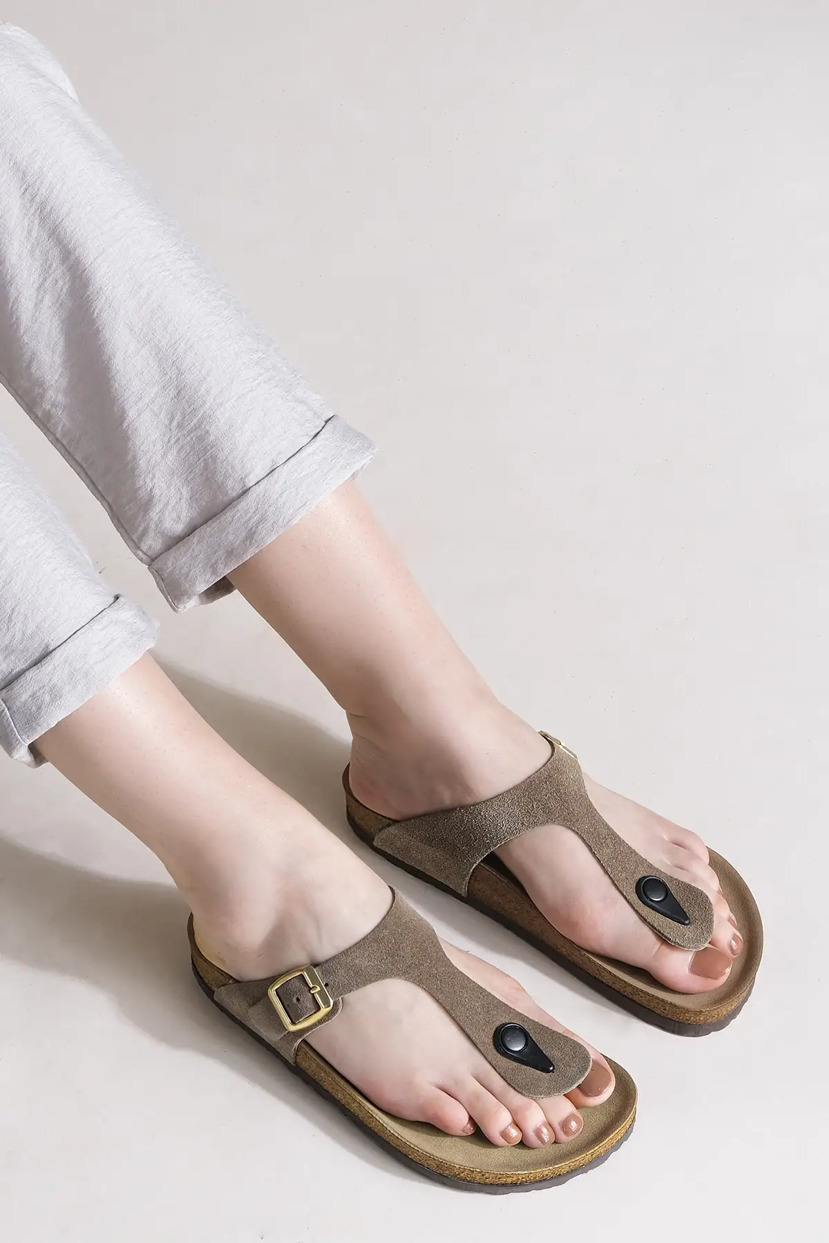 

Women genuine leather flip-flops Eva sole Efula mink