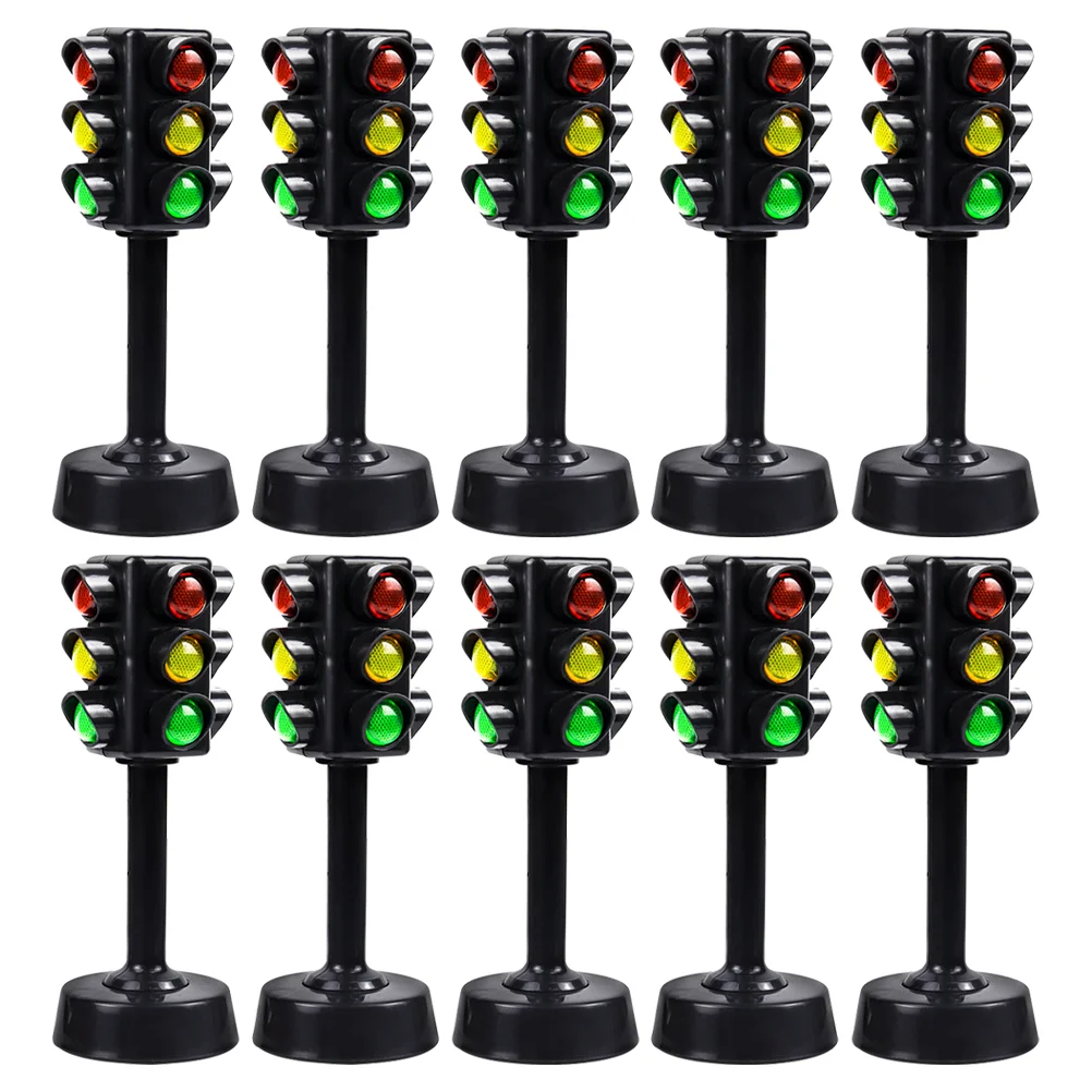 

12 Pcs Traffic Light Model Signs Educational Micro Toys Road Early Playset Kids Crosswalk Signal Abs Child Mini Stick