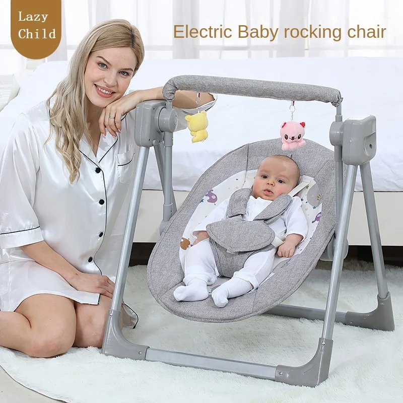 LazyChild Baby One-Click Folding Smart Music Electric Cradle Rocker Rocking Chair Newborn Intelligent Sleep Coax Artifact