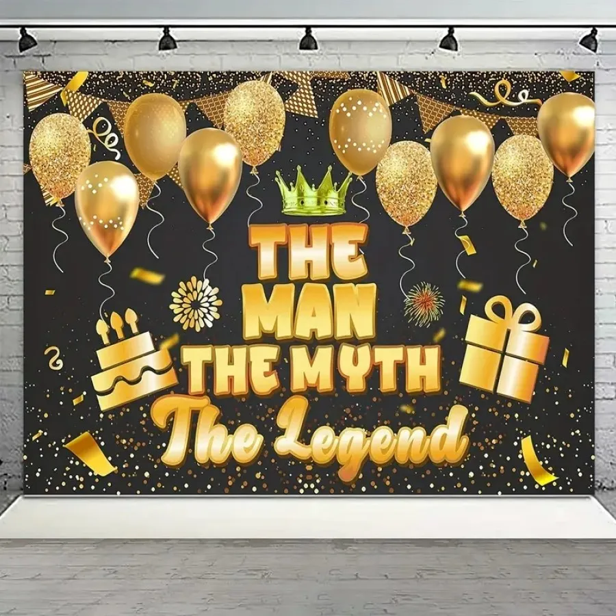 1 Шт. Блестящий Баннер Из Черного Золота Для Мужчин День Рождения Празднование На