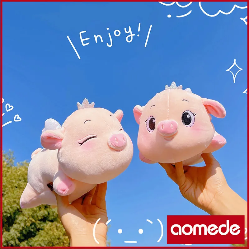 

50cm Cute Soft Crown Angel Pig Plush Toys Office Nap Stuffed Animal Pillow Home Comfort Cushion Christmas Gift Doll Kids Girl