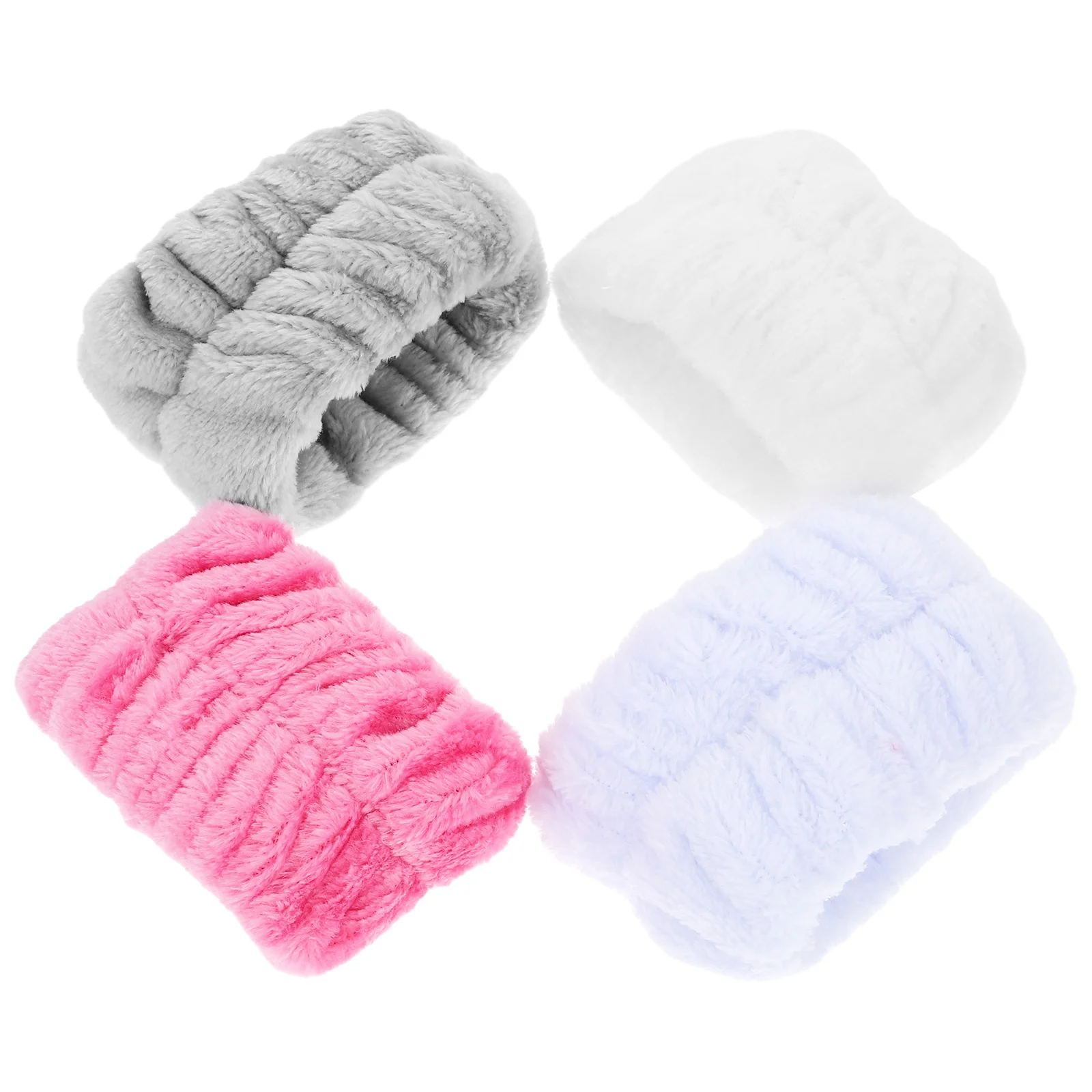 

4 Pairs Wrist Wash Bands Face Wristbands Wraps Washing Waterproof Comfortable Flannel Hand Scrunchies Towel