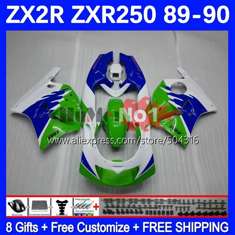 

Body Kit For KAWASAKI NINJA ZXR-250 ZX2R ZX-R250 ZXR 250 C 172MC.29 ZXR250 ZX-2R 89 90 ZX 2R R250 1989 1990 Fairing blue green