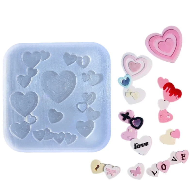 

Форма для шейкера из смолы в форме сердца, наполнитель из смолы, силиконовая форма для шейкера с зыбучим песком для изготовления украшений «сделай сам», подвески, брелока T8DE