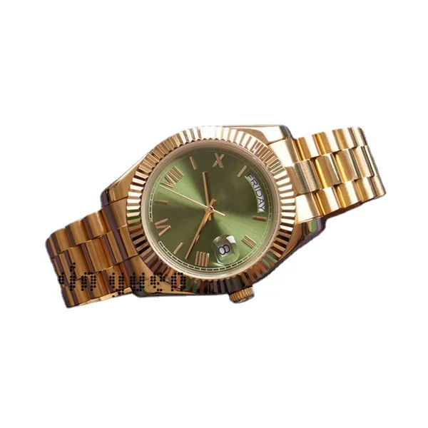 

mens mechanical watch automatic Daydate Rose Gold Black Green