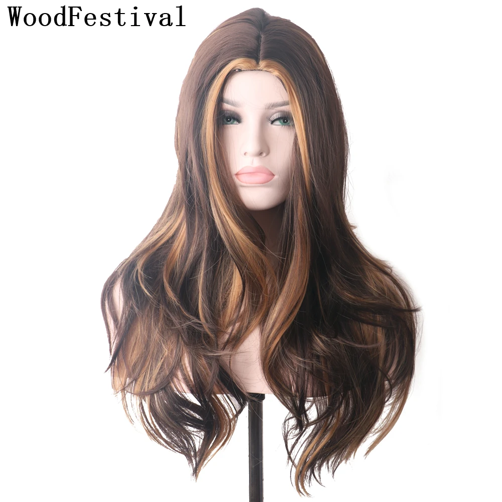 

WoodFestival Synthetic Hair Long Female Wig Cosplay Color Wigs For Women Pink Ombre Brown Black Purple Red Blue Green Blonde