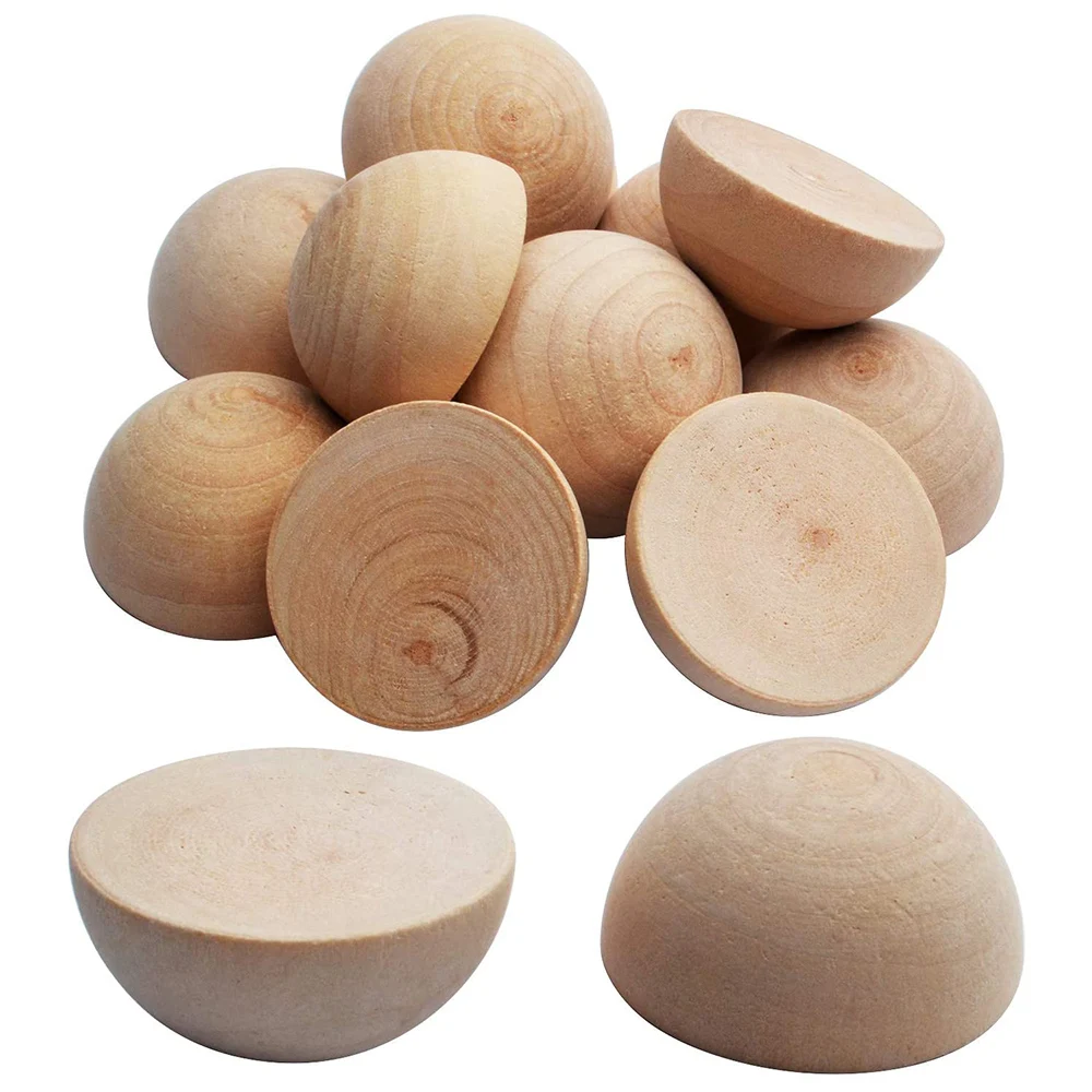 

12pcs 40mm Natural Half Round Wooden Beads Unfinished Hemisphere Wood Balls Wooden Craft Balls for DIY Arts Projects Party Decor