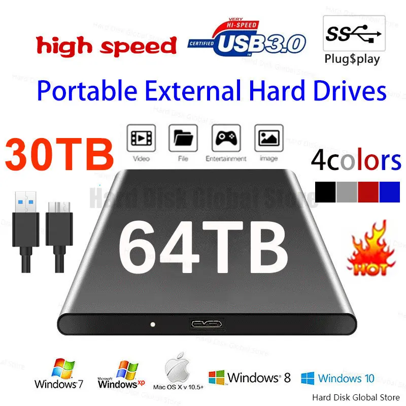

SSD 1TB 2TB High Speed USB3.0 Portable Mobile Solid State Drive 8TB HD External SSD 128TB 4TB 16TB Storage Hard Disks for Laptop