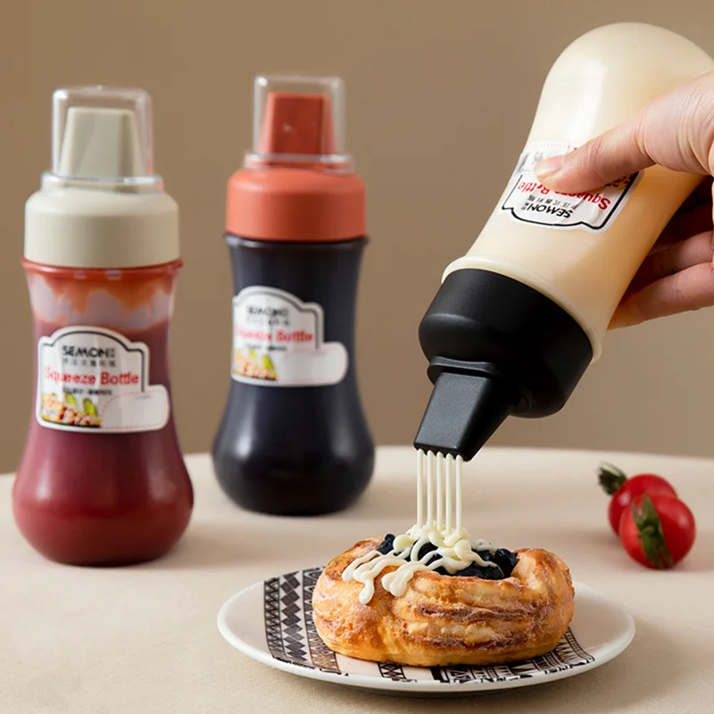 

Пластиковая бутылка для кетчупа, бутылка для соуса, соус с пятью отверстиями, дозатор меда, контейнер, кухонные аксессуары для приправ