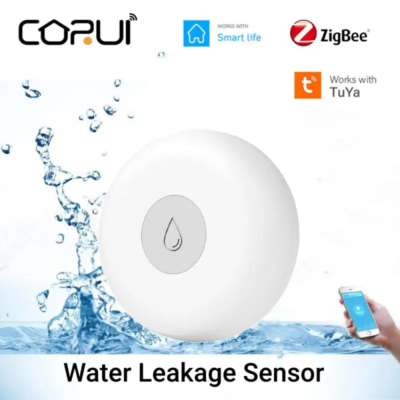 

CORUI Tuya ZigBee Water Leak Detector Smart Flood Sensor Water Overflow Security Alarm Detector Smart Life App Remote Control