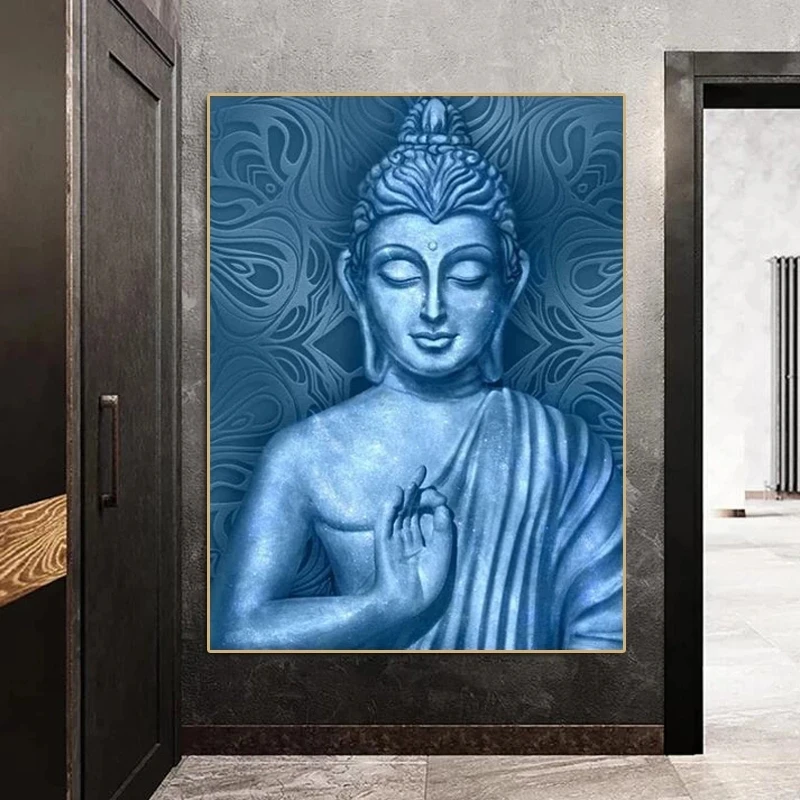 

Modern Abstract Buddhist Retro Buddha Statue Canvas Painting Poster and Print Pictures Wall Art Image for Living Room Decor