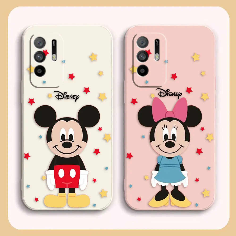 

Case For OPPO A52 A54 A55 A57 A59 A93 A83 A92S A93S 4G 5G A16 Colour Simple Liquid Silicone Case Mickey Minnie Mouse Cartoon