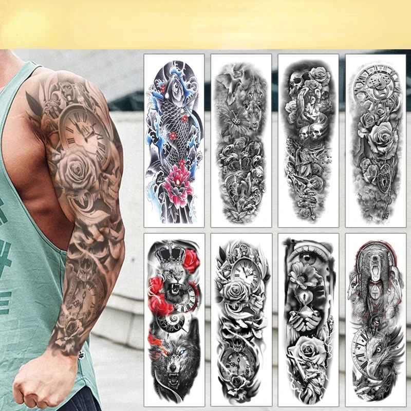 

Temporary Tattoos Full Arm Waterproof Tattoo Stickers Character Avatar Body Art Decorative Simulation Tattoo Stickers