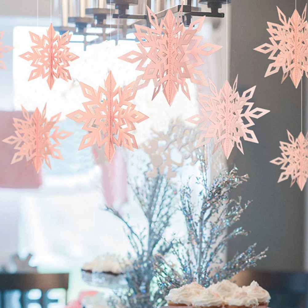 

6PCS Christmas Decorations Snowflake Ornaments Showcase Scene Arrangement Layout Home Garden Holiday Seasonal Decor Ornament